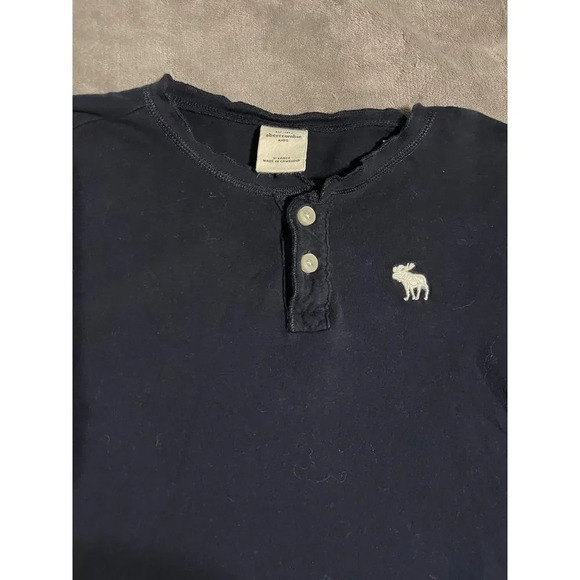 Abercrombie Kids Navy Blue Long Sleeve Top Lightweight Size XL Preppy Uniform - Picture 4 of 5